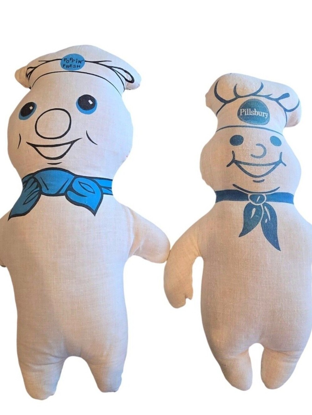 Vintage 1970s Pillsbury Doughboy Rag Dolls Lot Poppin Fresh Cloth Plush 14"